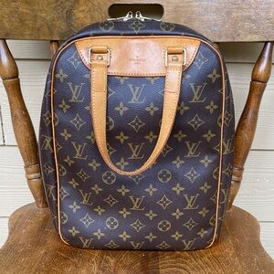 💛 Vintage Authentic Louis Vuitton Excursion Bag | Monogram Canvas & Tan Leather